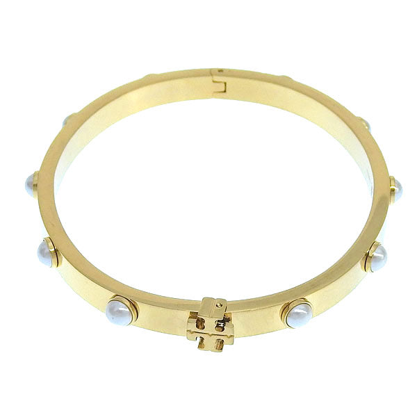 トリーバーチ アクセサリー レディース バングル アウトレット ゴールド BRITTEN PEARL HINGED CUFF 155391-137 TORY BURCH