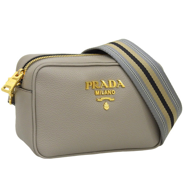 プラダ バッグ レディース ショルダーバッグ アウトレット レザー グレー バンドリエラ BANDOLIERA 1BH096VIPH-ARGI PRADA 母の日　土日祝も毎日発送します