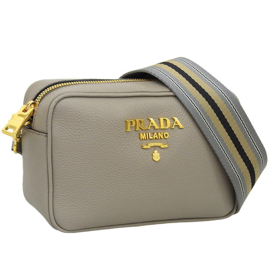 プラダ バッグ レディース ショルダーバッグ アウトレット レザー グレー バンドリエラ BANDOLIERA 1BH096VIPH-ARGI PRADA 母の日　土日祝も毎日発送します