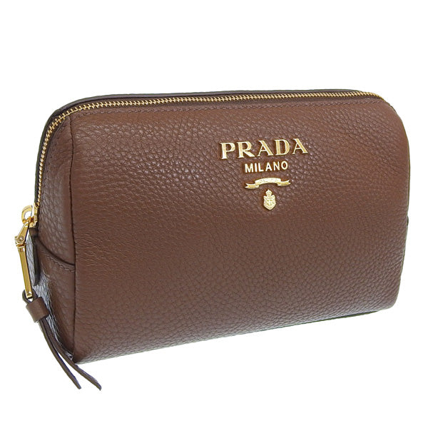 プラダ 小物 レディース ポーチ アウトレット TU レザー カカオ CONTENITORE 1ND004 VIT.DAINO CACAO PRADA 母の日　土日祝も毎日発送します