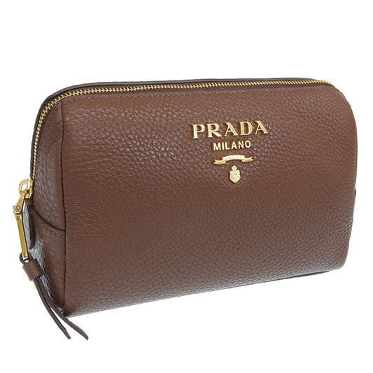 プラダ 小物 レディース ポーチ アウトレット TU レザー カカオ CONTENITORE 1ND004 VIT.DAINO CACAO PRADA 母の日　土日祝も毎日発送します