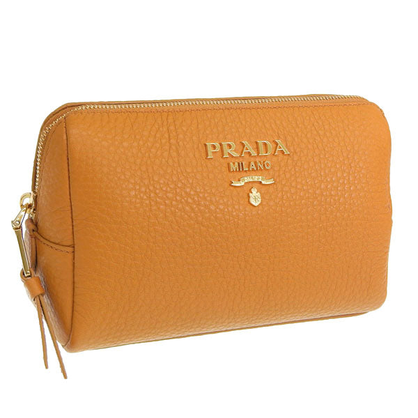 プラダ 小物 レディース ポーチ アウトレット TU レザー オーカー CONTENITORE 1ND004 VIT.DAINO ORCA PRADA 母の日　土日祝も毎日発送します