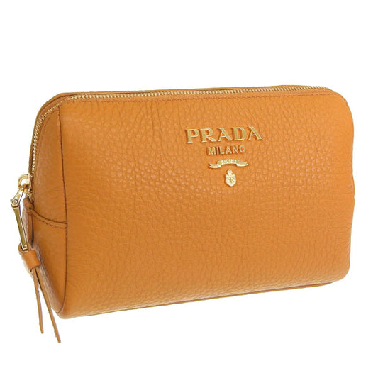 プラダ 小物 レディース ポーチ アウトレット TU レザー オーカー CONTENITORE 1ND004 VIT.DAINO ORCA PRADA 母の日　土日祝も毎日発送します