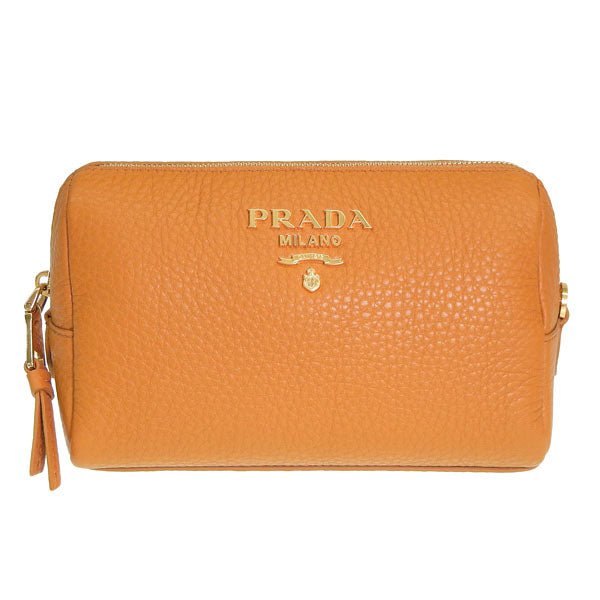 プラダ 小物 レディース ポーチ アウトレット TU レザー オーカー CONTENITORE 1ND004 VIT.DAINO ORCA PRADA 母の日　土日祝も毎日発送します