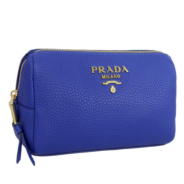 プラダ 小物 レディース ポーチ アウトレット レザー ブルー CONTENITORE 1ND004 VIT.DAINO ROYAL PRADA 母の日　土日祝も毎日発送します