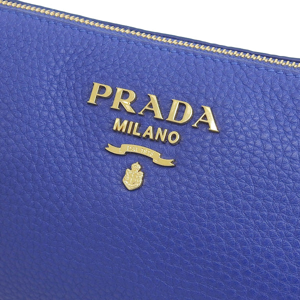 プラダ 小物 レディース ポーチ アウトレット レザー ブルー CONTENITORE 1ND004 VIT.DAINO ROYAL PRADA 母の日　土日祝も毎日発送します