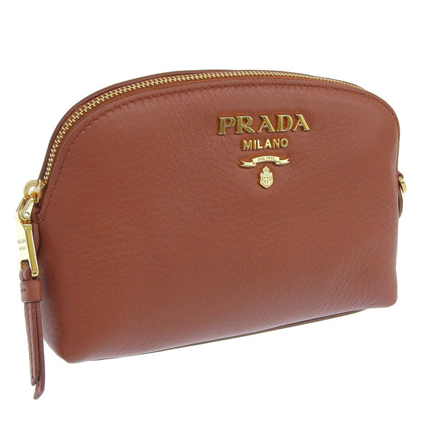 プラダ 小物 レディース ポーチ アウトレット TU レザー ブラウン CONTENITORE 1ND005 CERVO BACCA PRADA 母の日　土日祝も毎日発送します