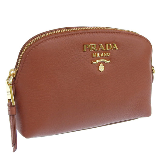 プラダ 小物 レディース ポーチ アウトレット TU レザー ブラウン CONTENITORE 1ND005 CERVO BACCA PRADA 母の日　土日祝も毎日発送します