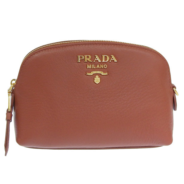 プラダ 小物 レディース ポーチ アウトレット TU レザー ブラウン CONTENITORE 1ND005 CERVO BACCA PRADA 母の日　土日祝も毎日発送します