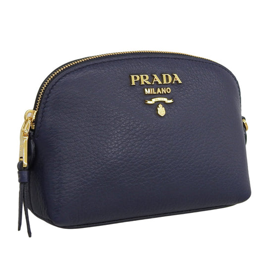 プラダ 小物 レディース ポーチ アウトレット レザー ネイビー 1ND005 CERVO BALTICO PRADA 母の日　土日祝も毎日発送します