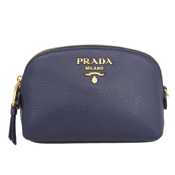 プラダ 小物 レディース ポーチ アウトレット レザー ネイビー 1ND005 CERVO BALTICO PRADA 母の日　土日祝も毎日発送します