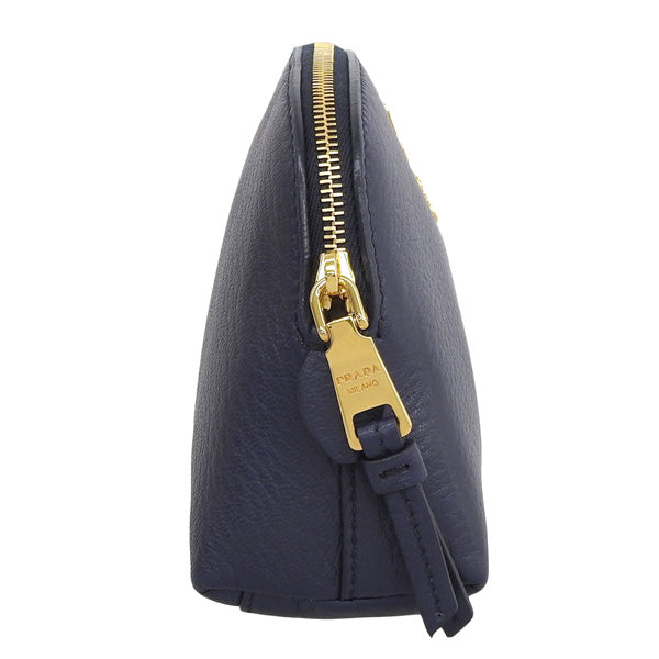 プラダ 小物 レディース ポーチ アウトレット レザー ネイビー 1ND005 CERVO BALTICO PRADA 母の日　土日祝も毎日発送します