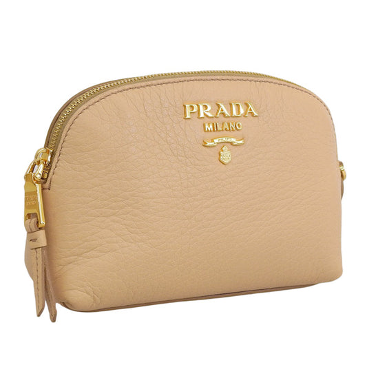 プラダ 小物 レディース ポーチ アウトレット レザー ベージュ 1ND005 ZORR CERVO NOISETTE PRADA 母の日　土日祝も毎日発送します