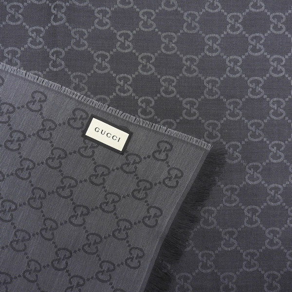 グッチ マフラー レディース アウトレット ストール スカーフ ウール シルク ブラック GGWEBLONG 2823903G7041062 GUCCI