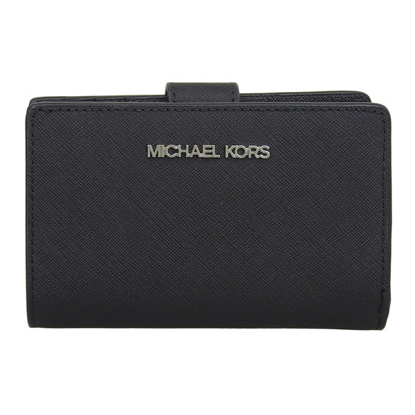 マイケルコース 財布 レディース 二つ折り財布 アウトレット レザー ブラック ジェットセットトラベル ミディアム ビルフォールド ジップ コンパクトウォレット JET SET TRAVEL MD BIFLD ZP CN WLLET 35R4STVF6L-BLACK MICHAEL KORS 母の日　土日祝も毎日発送します