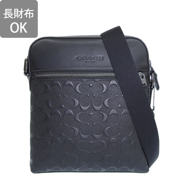 コーチ バッグ メンズ ショルダーバッグ アウトレット レザー ブラック HSTN FLT BG SIG LTH 4009QBBK COACH