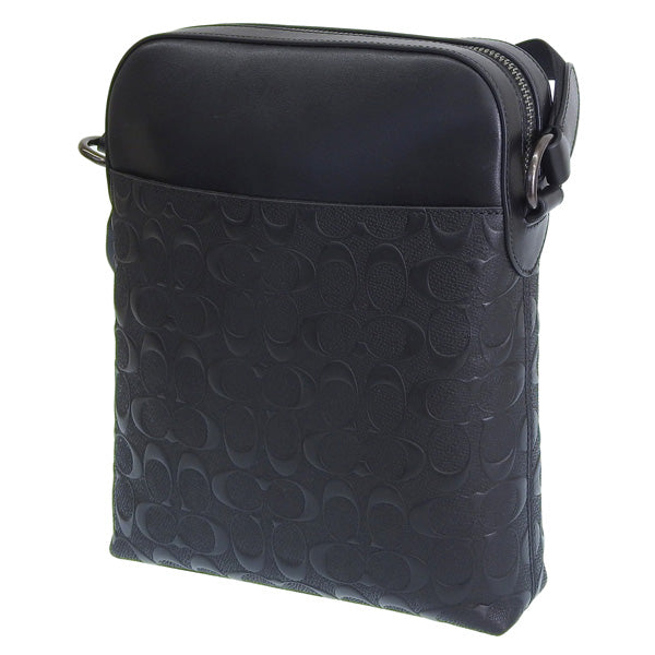 コーチ バッグ メンズ ショルダーバッグ アウトレット レザー ブラック HSTN FLT BG SIG LTH 4009QBBK COACH