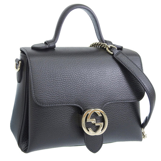 グッチ バッグ レディース 2WAY ショルダーバッグ アウトレット レザー ブラック インターロッキングG 510302CAO0G1000 GUCCI