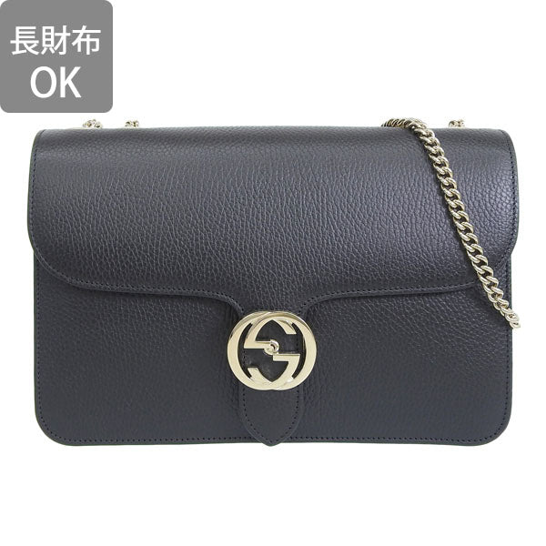 グッチ バッグ レディース ショルダーバッグ アウトレット レザー ブラック インターロッキングG 510303CAO0G1000 GUCCI 母の日　土日祝も毎日発送します