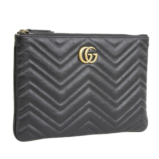 グッチ バッグ レディース クラッチバッグ レザー ブラック GGマーモント 5255410OLET1000 GUCCI 母の日　土日祝も毎日発送します