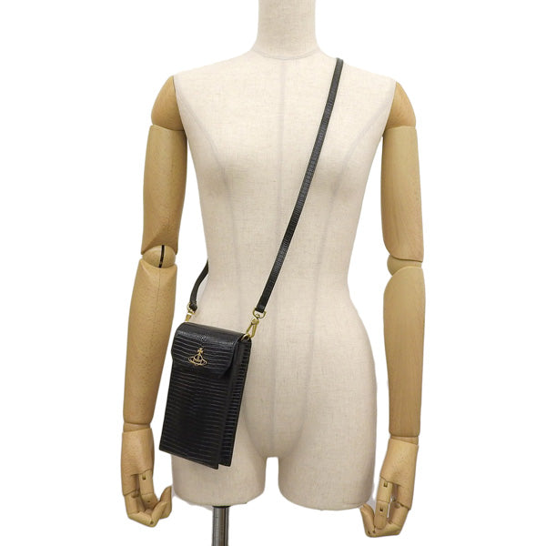 ヴィヴィアンウエストウッド バッグ レディース ショルダーバッグ レザー ブラック LIZARD PHONE BAG 53030019UL004FN401 VIVIENNE WESTWOOD 楽天スーパーセール