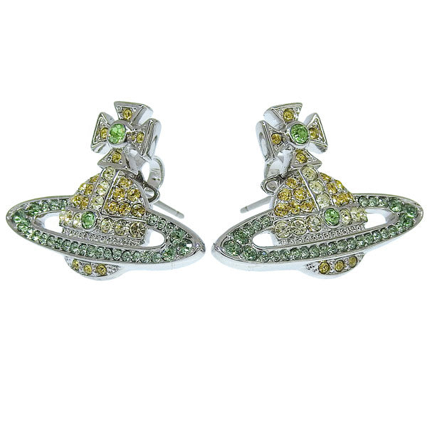 ヴィヴィアンウエストウッド アクセサリー レディース ピアス アウトレット プラチナム×グリーン KIKA EARRINGS 6201006902P442 VIVIENNE WESTWOOD