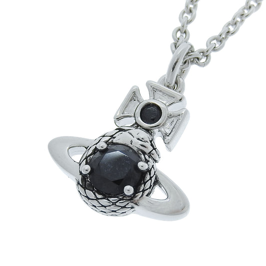 ヴィヴィアンウエストウッド アクセサリー レディース ネックレス アウトレット プラチナム×ブラック MAN.AVALON SMALL BAS RELIEF P NECKLACE 630203EB02P481