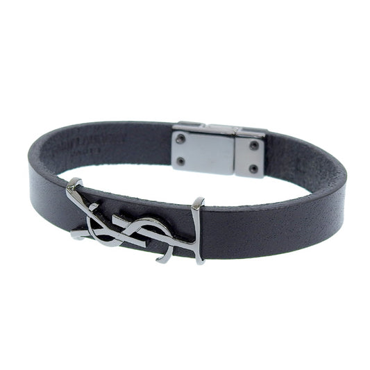サンローラン アクセサリー メンズ レディース ブレスレット L 約18cm レザー ブラック 7088150IH0R1000L SAINT LAURENT 母の日　土日祝も毎日発送します