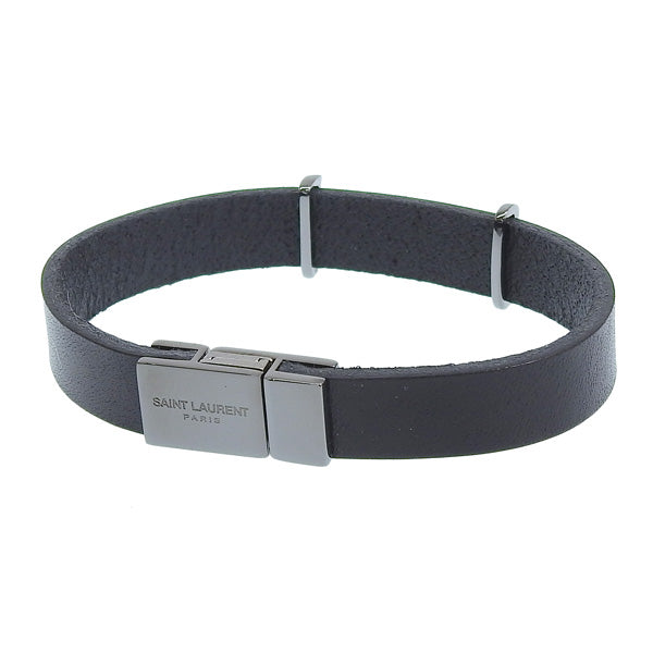 サンローラン アクセサリー メンズ レディース ブレスレット L 約18cm レザー ブラック 7088150IH0R1000L SAINT LAURENT 母の日　土日祝も毎日発送します