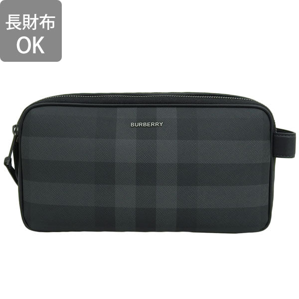 バーバリー バッグ メンズ セカンドバッグ クラッチバッグ トラベルポーチ チャコールグレー MS DOUBLE ZIP WASHBAG BRT 8071854-A1208 BURBERRY