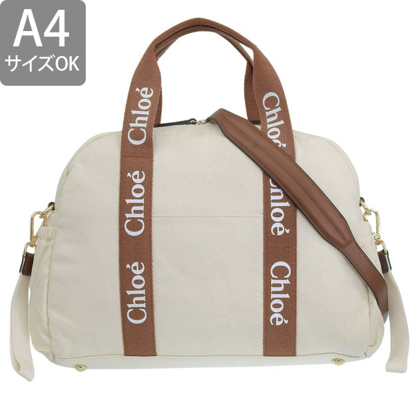 クロエ バッグ レディース ショルダーバッグ 2WAY マザーズバッグ コットン ホワイト×ブラウン クロエキッズ Chloe KIDS C20190-148 A4対応