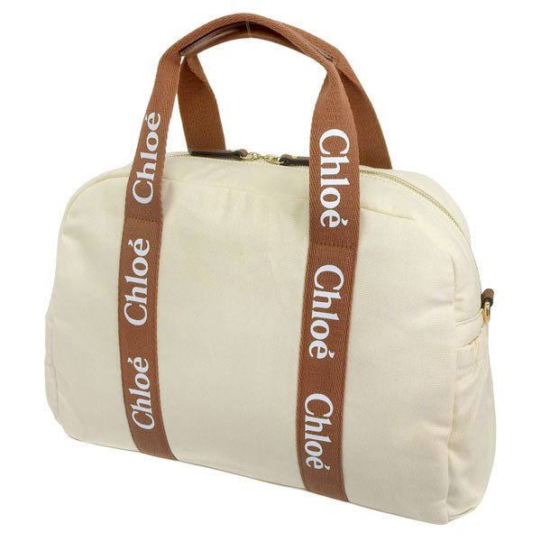 クロエ バッグ レディース ショルダーバッグ 2WAY マザーズバッグ コットン ホワイト×ブラウン クロエキッズ Chloe KIDS C20190-148 A4対応