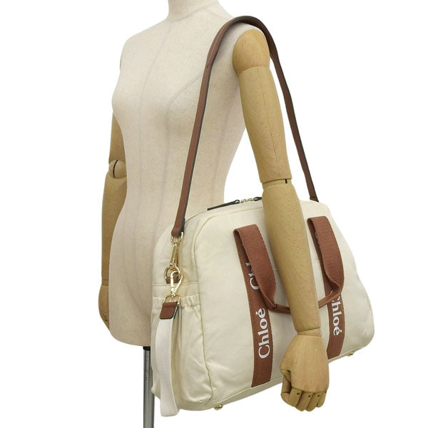 クロエ バッグ レディース ショルダーバッグ 2WAY マザーズバッグ コットン ホワイト×ブラウン クロエキッズ Chloe KIDS C20190-148 A4対応