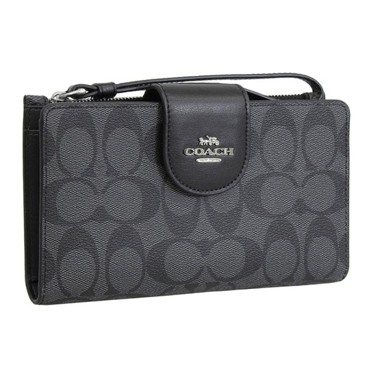 コーチ 長財布 レディース アウトレット チャコール×ブラック SIG CLRBLK TECH WLT C2874SVTSQ COACH　一粒万倍日 母の日　土日祝も毎日発送します