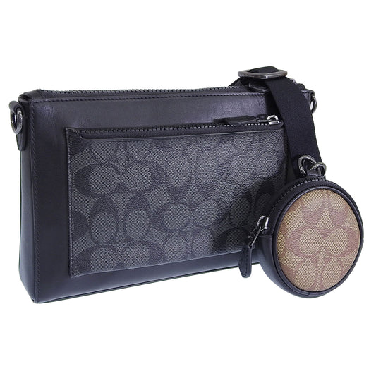 コーチ バック メンズ ショルダーバッグ アウトレット ホールデン クロスボディ シグネチャー キャンバス レザー ブラック C5598QBPHT COACH