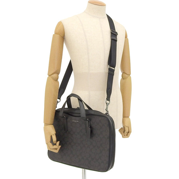 コーチ 2WAY ビジネスバッグ メンズ アウトレット ブラック SLIM BRIEF SHADOW SIGNATURE C8172QBN3A COACH 母の日　土日祝も毎日発送します