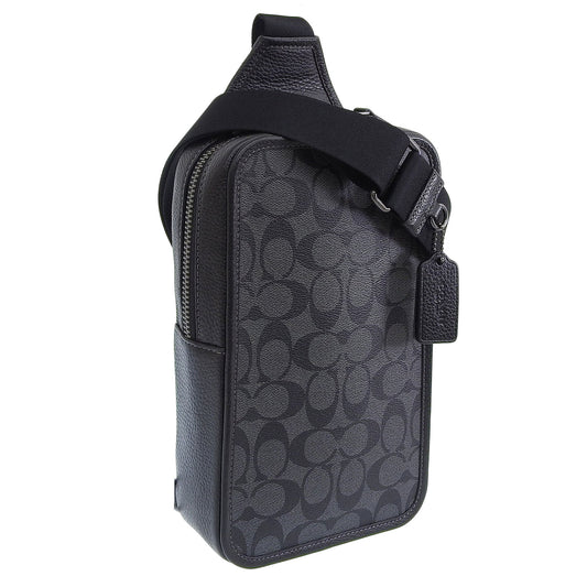 コーチ バッグ メンズ ボディバッグ アウトレット チャコール×ブラック サリバンパック シグネチャー キャンバス SULLIVAN OK SIGNATUR C9867QBMI5 COACH