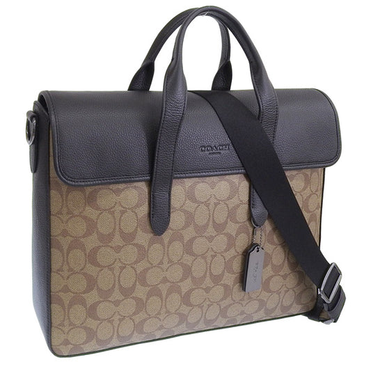 コーチ バッグ メンズ ビジネスバッグ ショルダーバッグ アウトレット カーキ×ブラック サリバン ポートフォリオ ブリーフ シグネチャー キャンバス SULLIVAN BRIEF SIG C9873QBT4U COACH A4対応