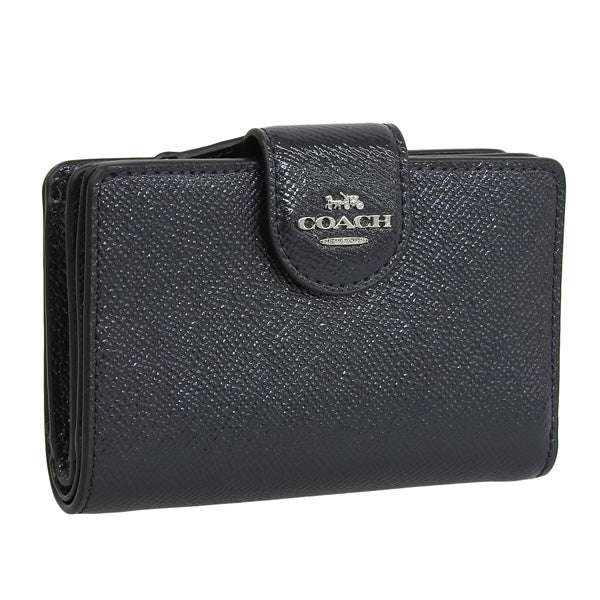 コーチ 財布 レディース 二つ折り財布 アウトレット ミッドナイトネイビー PTNT LTHR MDM CRN ZI CF233SVBHP COACH　一粒万倍日 母の日　土日祝も毎日発送します