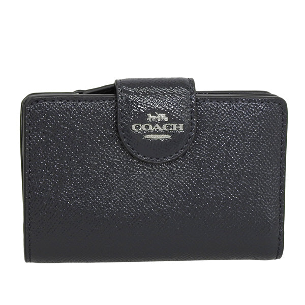 コーチ 財布 レディース 二つ折り財布 アウトレット ミッドナイトネイビー PTNT LTHR MDM CRN ZI CF233SVBHP COACH　一粒万倍日 母の日　土日祝も毎日発送します