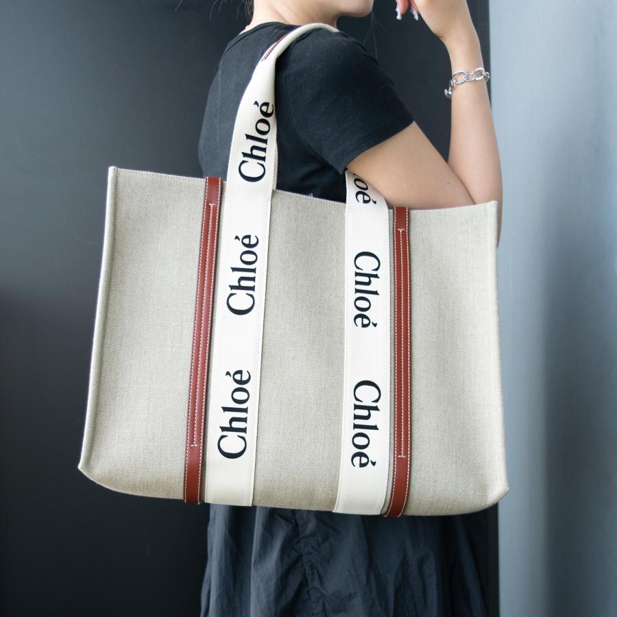 クロエ バッグ レディース トートバッグ ホワイト×ブラウン LARGE TOTE BAG CHC22AS382I2690U CHLOE A4対応 母の日　土日祝も毎日発送します