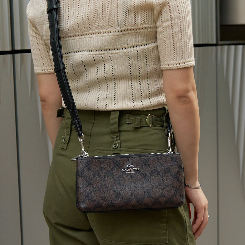 コーチ バッグ レディース ショルダーバッグ アウトレット ブラウン SIG DBL ZIP XBY CJ790SVBRB COACH 母の日　土日祝も毎日発送します