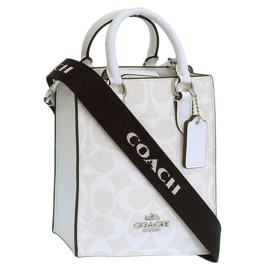 コーチ バッグ レディース 2WAY ショルダーバッグ ミニトートバッグ アウトレット ホワイト ノースサウス ミニトート シグネチャー キャンバス SG NS MNI TOTE WEB CP011SVVS5 COACH 母の日　土日祝も毎日発送します