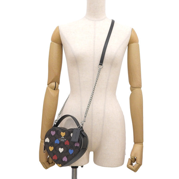 コーチ バッグ レディース 2WAY ショルダーバッグ アウトレット ブラウンマルチ クロスボディ シグネチャー キャンバス ハートプリント MLTI HRT HRT CCB CP022SVN2R COACH