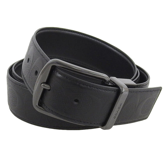 コーチ ベルト メンズ アウトレット レザー ブラック ハーネスバックル カットトゥサイズ リバーシブル 38mm WHRN CTSR SIGL BELT CQ024BLK COACH
