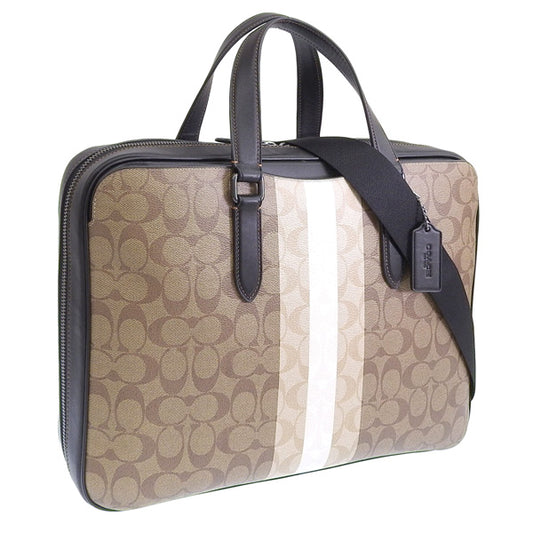 コーチ バッグ メンズ 2WAY ビジネスバッグ ショルダーバッグ アウトレット カーキ ブロックド シグネチャー グラハム スリム ブリーフ GRHM SLM BRF SIG STR CQ036QBE7V COACH A4対応