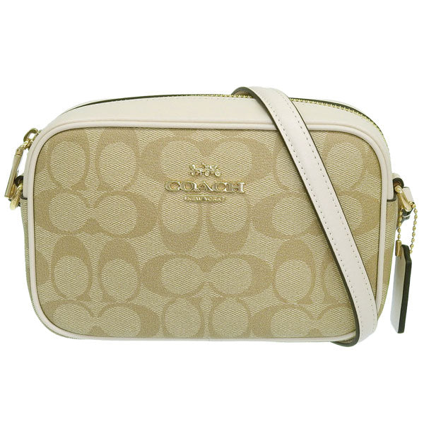 コーチ バッグ レディース ショルダーバッグ アウトレット カーキ×チョーク ミニジェイミーカメラバッグ シグネチャー キャンバス SIG MN JMIE CMRA BAG CQ874IMDQC COACH