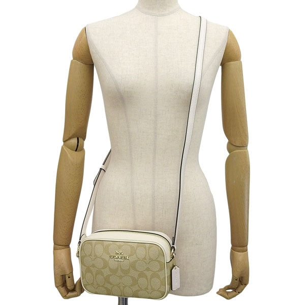 コーチ バッグ レディース ショルダーバッグ アウトレット カーキ×チョーク ミニジェイミーカメラバッグ シグネチャー キャンバス SIG MN JMIE CMRA BAG CQ874IMDQC COACH
