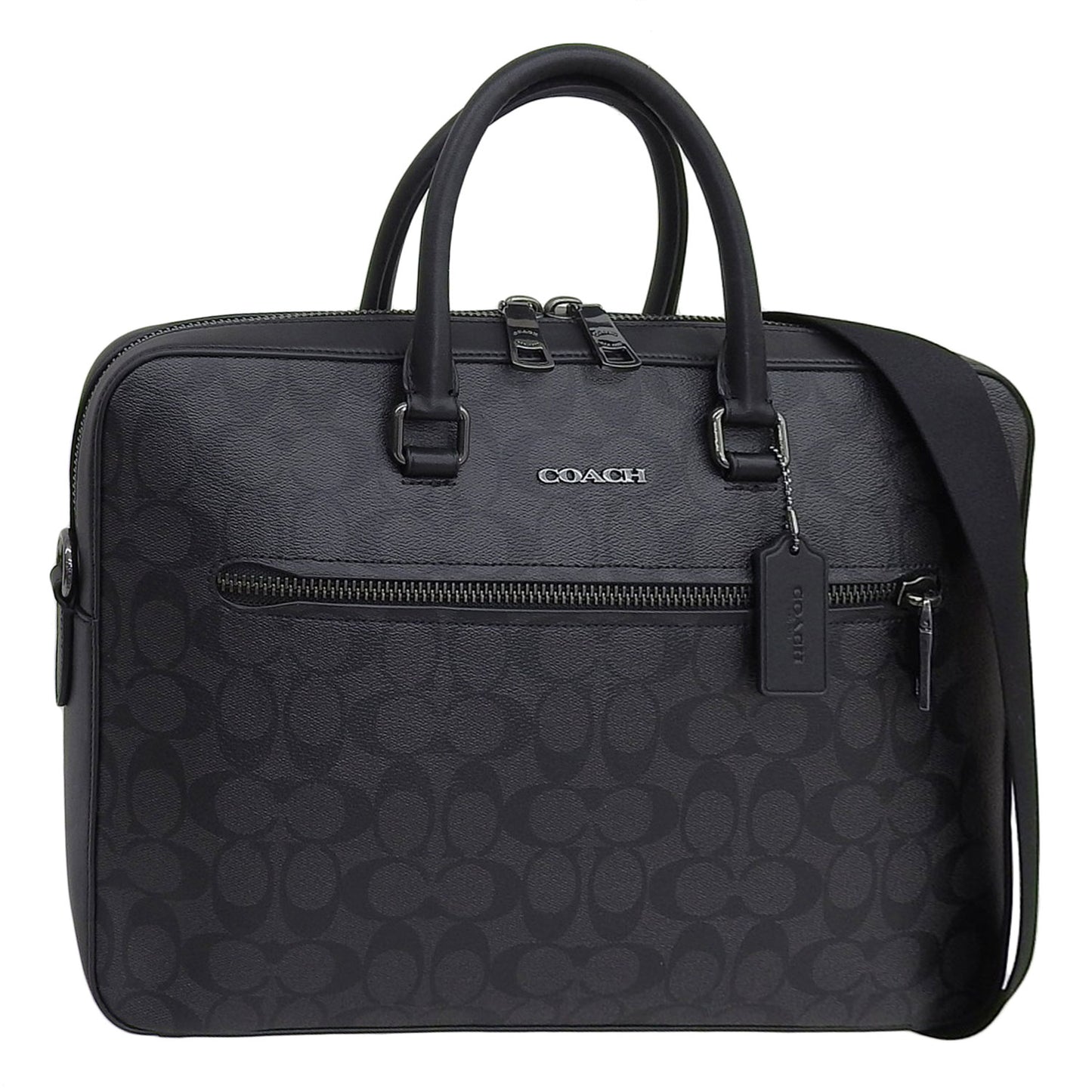 コーチ バッグ メンズ ビジネスバッグ アウトレット ブラック×ブラック イーサン スリムブリーフ シグネチャー キャンバス ETHAN SLIM BRIEF SIG CR270QBLWO COACH A4対応