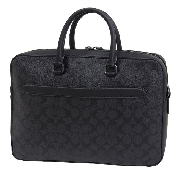 コーチ バッグ メンズ ビジネスバッグ アウトレット ブラック×ブラック イーサン スリムブリーフ シグネチャー キャンバス ETHAN SLIM BRIEF SIG CR270QBLWO COACH A4対応